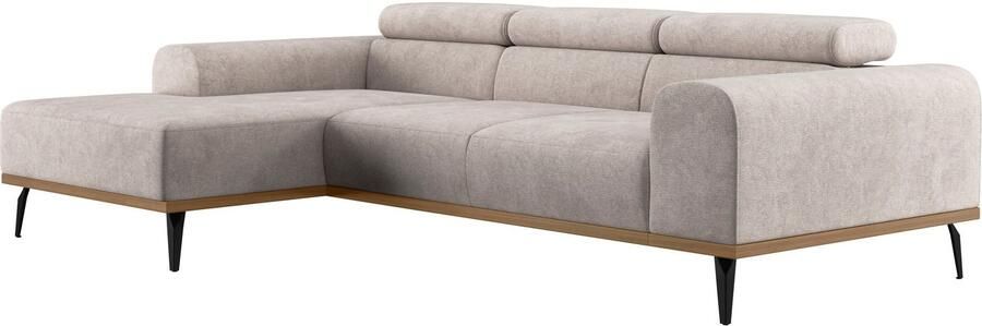 Places of Style Hoekbank Carlo L-vorm met hoofdeinde-verstelling & houten frame-look optionele relaxfunctie - Foto 12