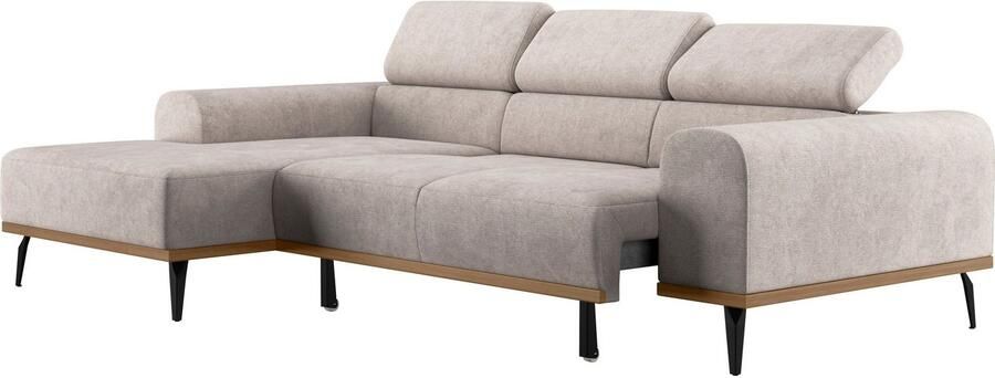 Places of Style Hoekbank Carlo L-vorm met hoofdeinde-verstelling & houten frame-look optionele relaxfunctie - Foto 9