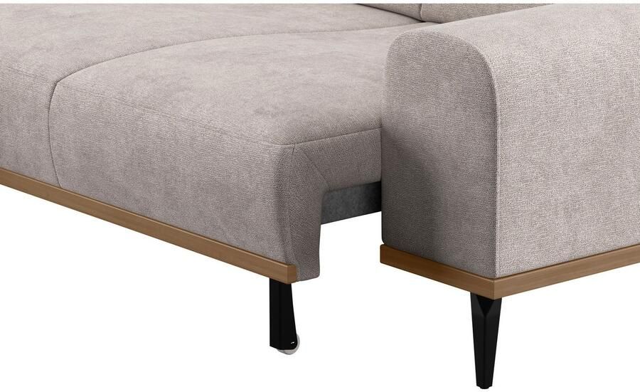 Places of Style Hoekbank Carlo L-vorm met hoofdeinde-verstelling & houten frame-look optionele relaxfunctie - Foto 5