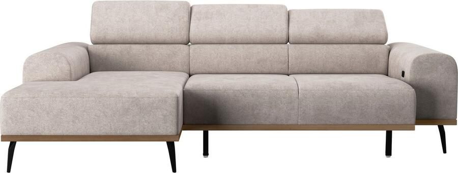 Places of Style Hoekbank Carlo L-vorm met hoofdeinde-verstelling & houten frame-look optionele relaxfunctie - Foto 7