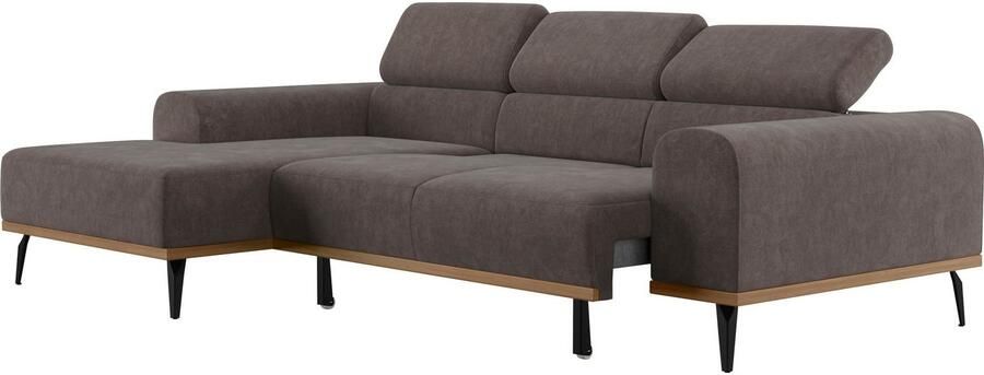 Places of Style Hoekbank Carlo L-vorm met hoofdeinde-verstelling & houten frame-look optionele relaxfunctie - Foto 6