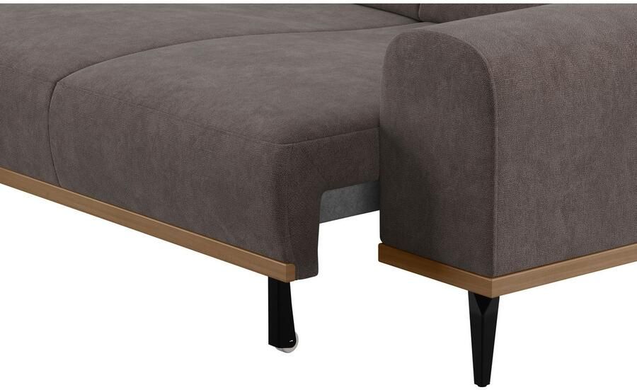 Places of Style Hoekbank Carlo L-vorm met hoofdeinde-verstelling & houten frame-look optionele relaxfunctie - Foto 3