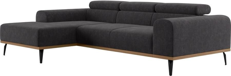 Places of Style Hoekbank Carlo L-vorm met hoofdeinde-verstelling & houten frame-look optionele relaxfunctie - Foto 9