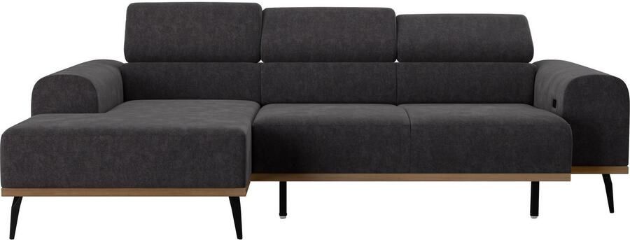 Places of Style Hoekbank Carlo L-vorm met hoofdeinde-verstelling & houten frame-look optionele relaxfunctie - Foto 7