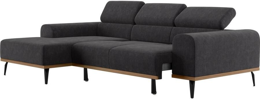 Places of Style Hoekbank Carlo L-vorm met hoofdeinde-verstelling & houten frame-look optionele relaxfunctie - Foto 9