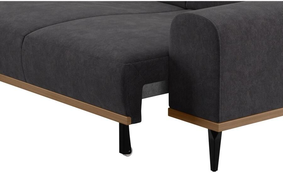 Places of Style Hoekbank Carlo L-vorm met hoofdeinde-verstelling & houten frame-look optionele relaxfunctie - Foto 5