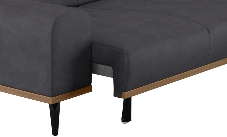 Places of Style Hoekbank Carlo L-vorm met hoofdeinde-verstelling & houten frame-look optionele relaxfunctie - Foto 5