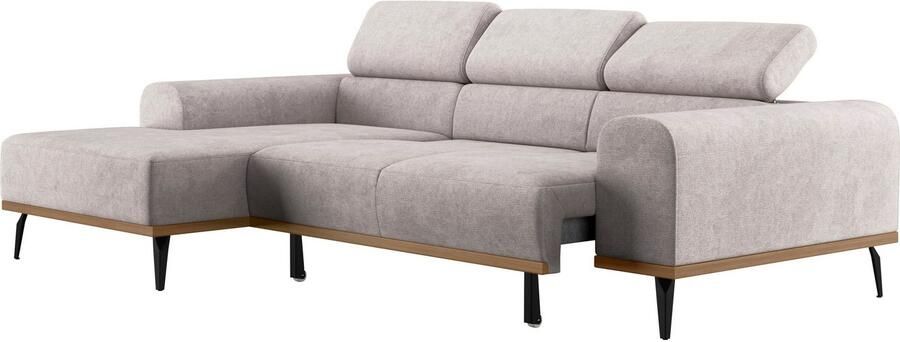 Places of Style Hoekbank Carlo L-vorm met hoofdeinde-verstelling & houten frame-look optionele relaxfunctie - Foto 7