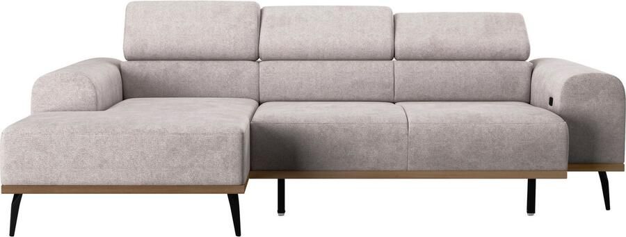 Places of Style Hoekbank Carlo L-vorm met hoofdeinde-verstelling & houten frame-look optionele relaxfunctie - Foto 6