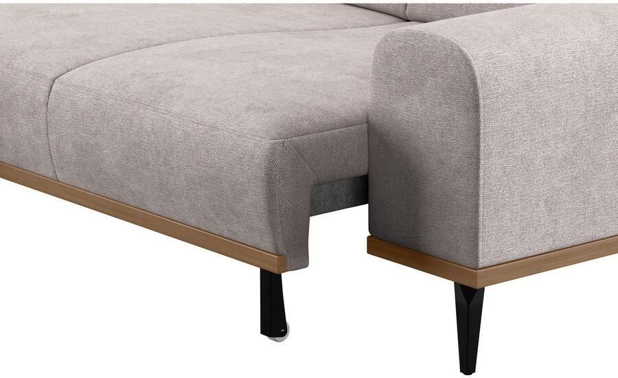 Places of Style Hoekbank Carlo L-vorm met hoofdeinde-verstelling & houten frame-look optionele relaxfunctie - Foto 4