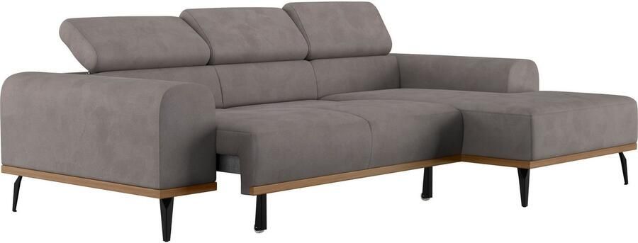 Places of Style Hoekbank Carlo L-vorm met hoofdeinde-verstelling & houten frame-look optionele relaxfunctie - Foto 6