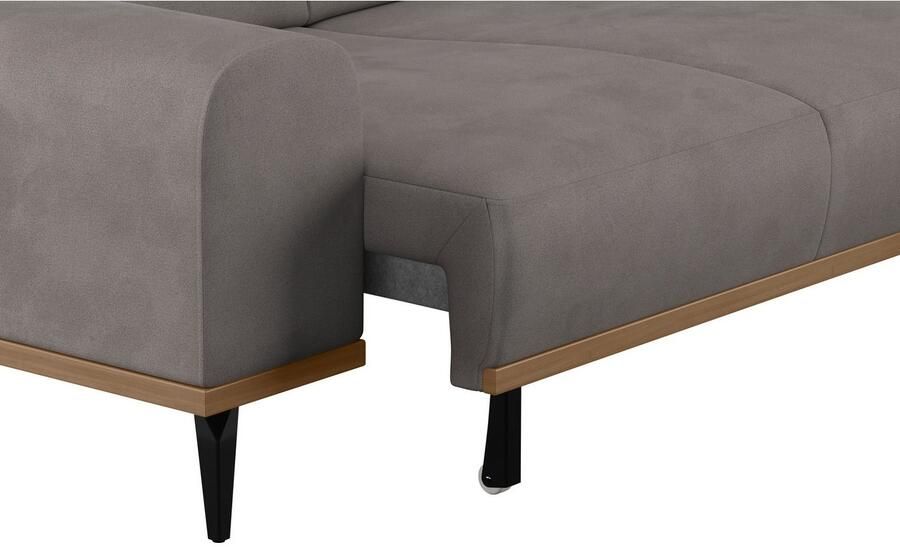 Places of Style Hoekbank Carlo L-vorm met hoofdeinde-verstelling & houten frame-look optionele relaxfunctie - Foto 5