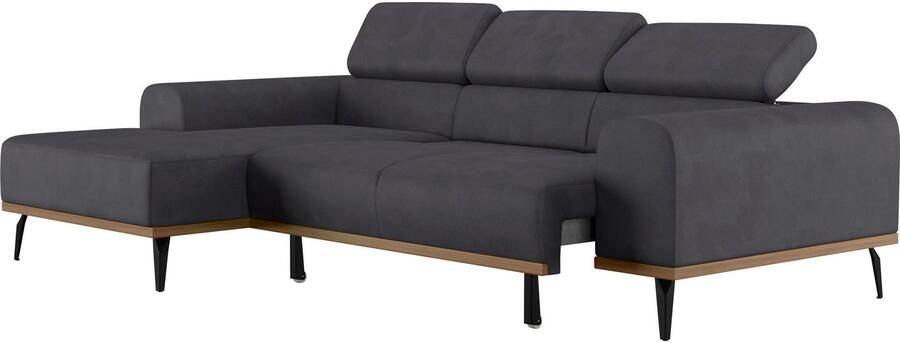 Places of Style Hoekbank Carlo L-vorm met hoofdeinde-verstelling & houten frame-look optionele relaxfunctie - Foto 7