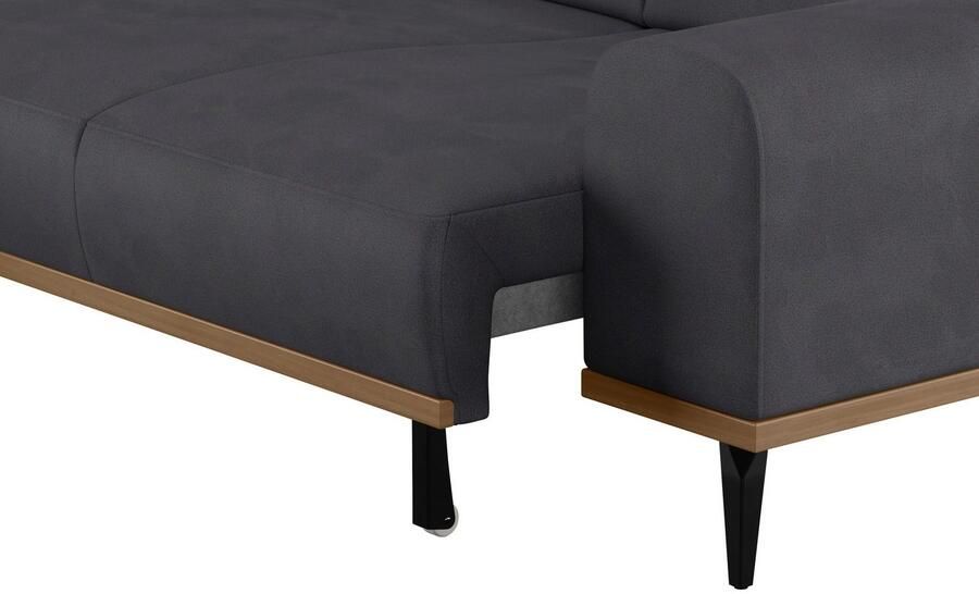 Places of Style Hoekbank Carlo L-vorm met hoofdeinde-verstelling & houten frame-look optionele relaxfunctie - Foto 5