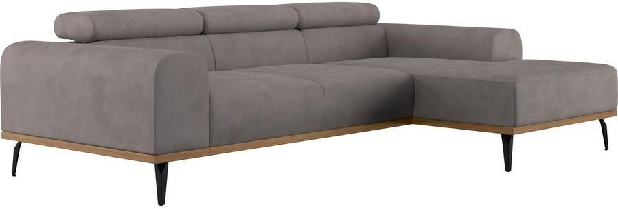 Places of Style Hoekbank Carlo L-vorm met hoofdeinde-verstelling & houten frame-look optionele relaxfunctie - Foto 9