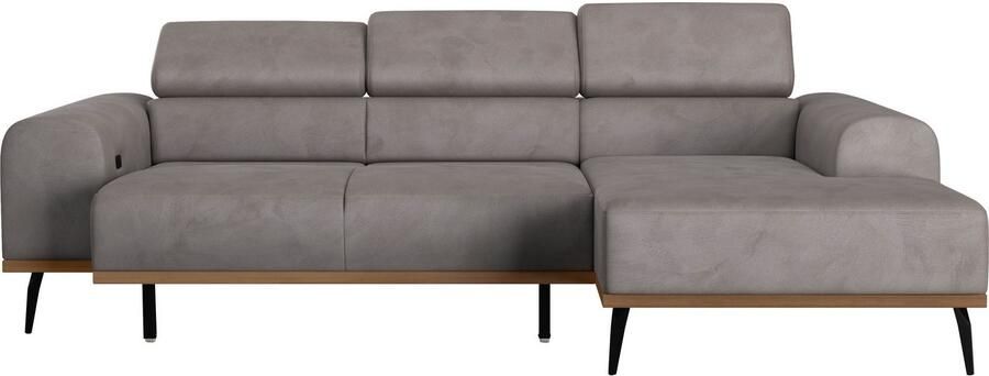 Places of Style Hoekbank Carlo L-vorm met hoofdeinde-verstelling & houten frame-look optionele relaxfunctie - Foto 7