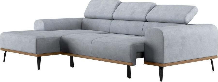 Places of Style Hoekbank Carlo L-vorm met hoofdeinde-verstelling & houten frame-look optionele relaxfunctie - Foto 9