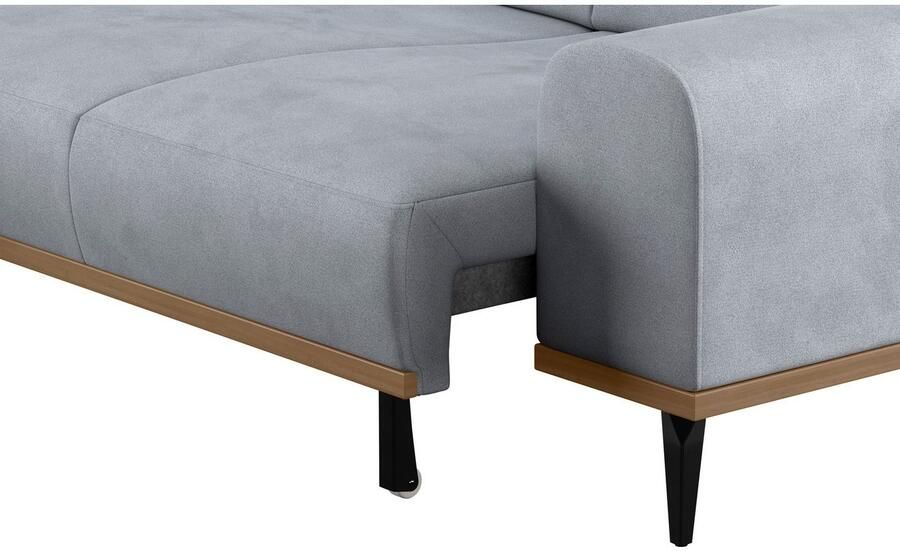 Places of Style Hoekbank Carlo L-vorm met hoofdeinde-verstelling & houten frame-look optionele relaxfunctie - Foto 5