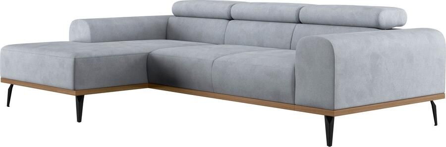 Places of Style Hoekbank Carlo L-vorm met hoofdeinde-verstelling & houten frame-look optionele relaxfunctie - Foto 9