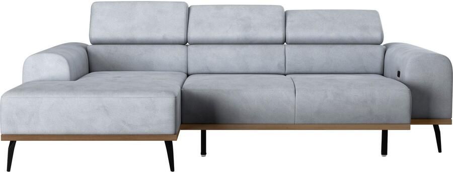 Places of Style Hoekbank Carlo L-vorm met hoofdeinde-verstelling & houten frame-look optionele relaxfunctie - Foto 6