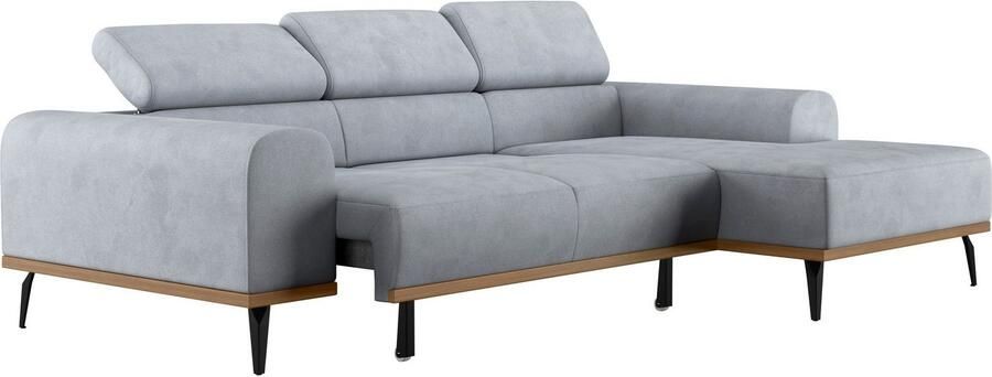 Places of Style Hoekbank Carlo L-vorm met hoofdeinde-verstelling & houten frame-look optionele relaxfunctie - Foto 8