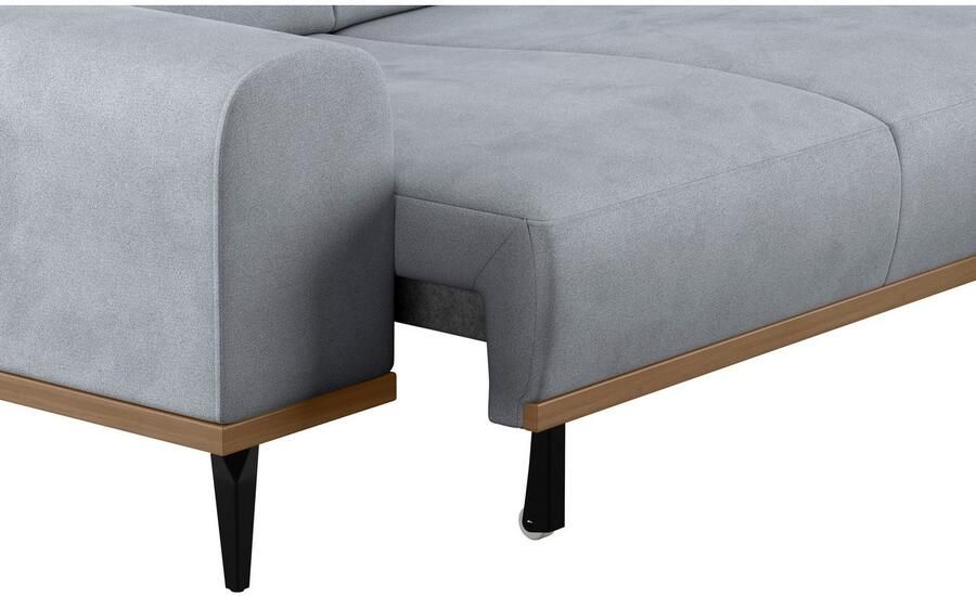 Places of Style Hoekbank Carlo L-vorm met hoofdeinde-verstelling & houten frame-look optionele relaxfunctie - Foto 4