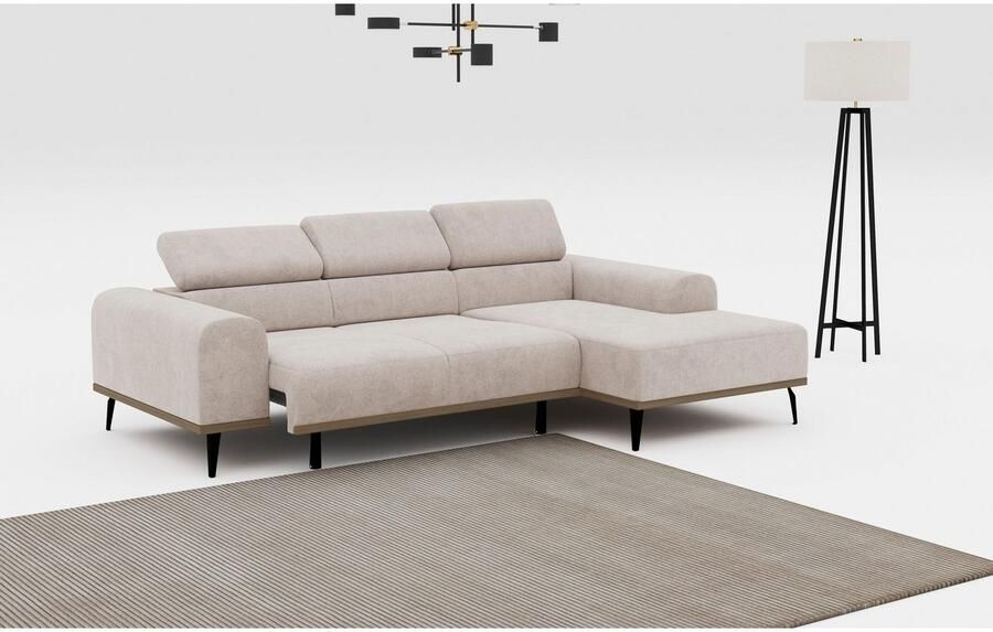 Places of Style Hoekbank Carlo L-vorm met hoofdeinde-verstelling & houten frame-look optionele relaxfunctie - Foto 11