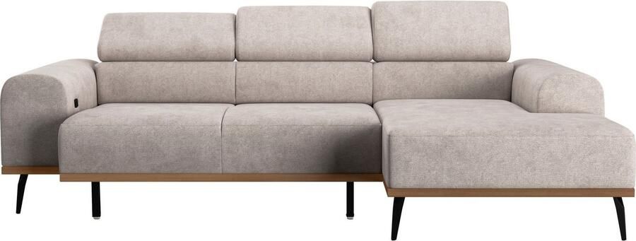 Places of Style Hoekbank Carlo L-vorm met hoofdeinde-verstelling & houten frame-look optionele relaxfunctie - Foto 8