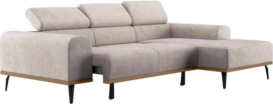 Places of Style Hoekbank Carlo L-vorm met hoofdeinde-verstelling & houten frame-look optionele relaxfunctie - Foto 6