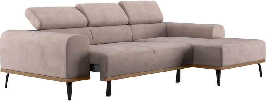 Places of Style Hoekbank Carlo L-vorm met hoofdeinde-verstelling & houten frame-look optionele relaxfunctie - Foto 7