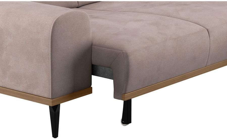 Places of Style Hoekbank Carlo L-vorm met hoofdeinde-verstelling & houten frame-look optionele relaxfunctie - Foto 3