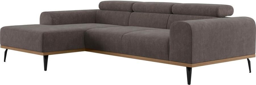 Places of Style Hoekbank Carlo L-vorm met hoofdeinde-verstelling & houten frame-look optionele relaxfunctie - Foto 9