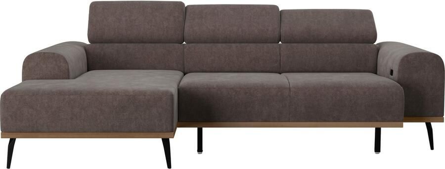 Places of Style Hoekbank Carlo L-vorm met hoofdeinde-verstelling & houten frame-look optionele relaxfunctie - Foto 7