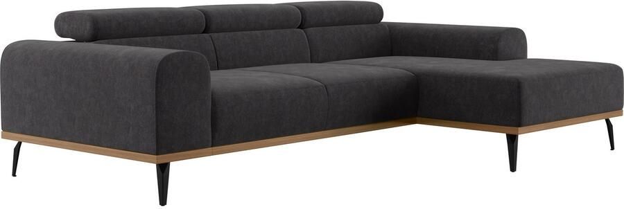 Places of Style Hoekbank Carlo L-vorm met hoofdeinde-verstelling & houten frame-look optionele relaxfunctie - Foto 11