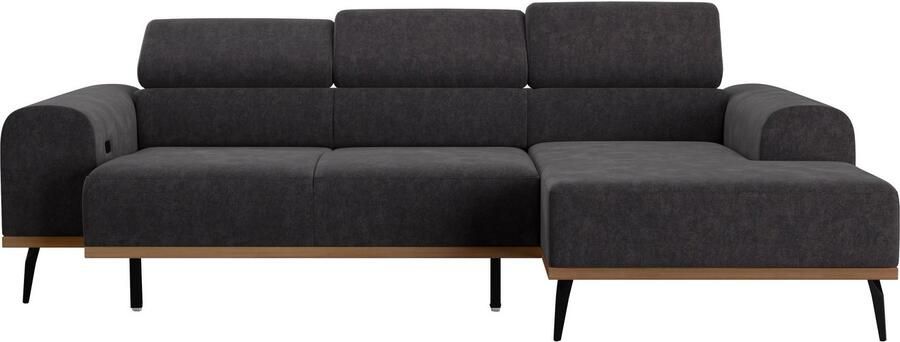 Places of Style Hoekbank Carlo L-vorm met hoofdeinde-verstelling & houten frame-look optionele relaxfunctie - Foto 9