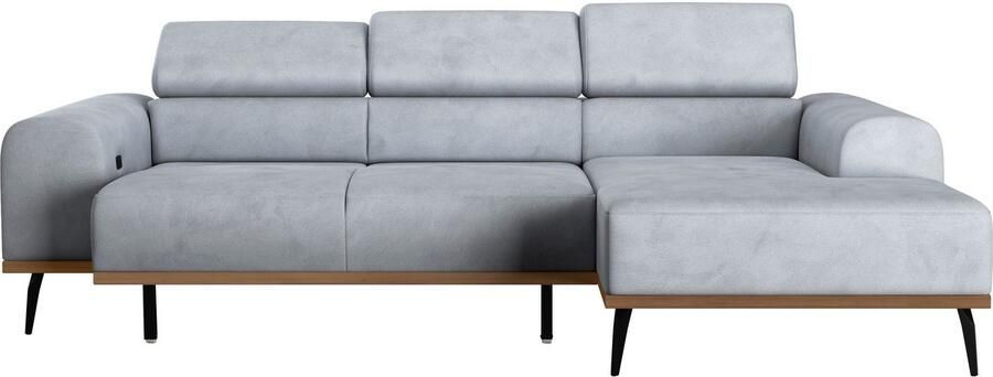 Places of Style Hoekbank Carlo L-vorm met hoofdeinde-verstelling & houten frame-look optionele relaxfunctie - Foto 6