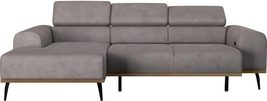 Places of Style Hoekbank Carlo L-vorm met hoofdeinde-verstelling & houten frame-look optionele relaxfunctie - Foto 6