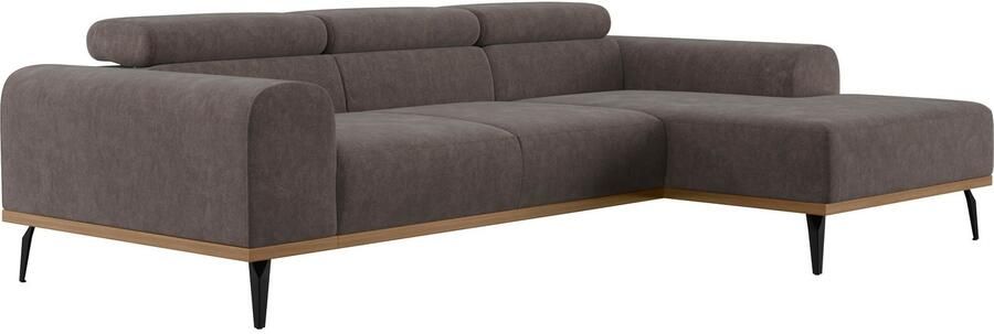 Places of Style Hoekbank Carlo L-vorm met hoofdeinde-verstelling & houten frame-look optionele relaxfunctie - Foto 11