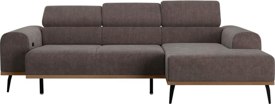 Places of Style Hoekbank Carlo L-vorm met hoofdeinde-verstelling & houten frame-look optionele relaxfunctie - Foto 8