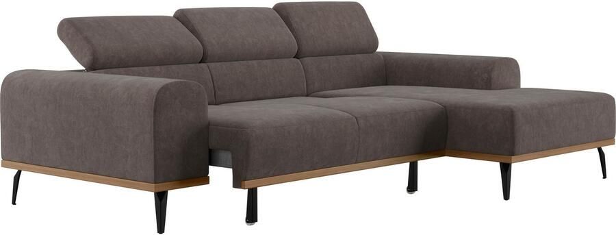 Places of Style Hoekbank Carlo L-vorm met hoofdeinde-verstelling & houten frame-look optionele relaxfunctie - Foto 7