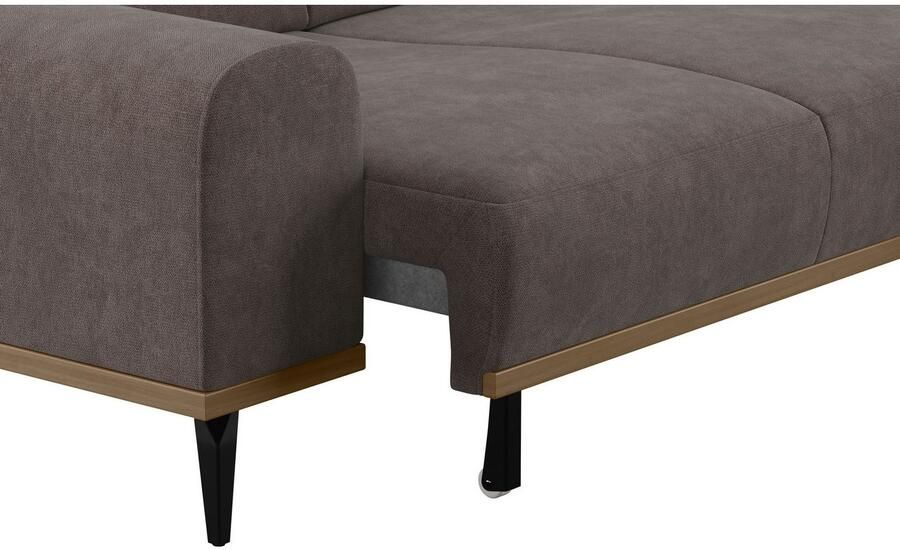 Places of Style Hoekbank Carlo L-vorm met hoofdeinde-verstelling & houten frame-look optionele relaxfunctie - Foto 4