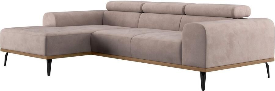 Places of Style Hoekbank Carlo L-vorm met hoofdeinde-verstelling & houten frame-look optionele relaxfunctie - Foto 11