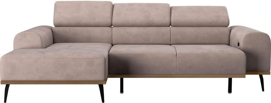 Places of Style Hoekbank Carlo L-vorm met hoofdeinde-verstelling & houten frame-look optionele relaxfunctie - Foto 8