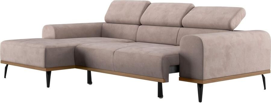 Places of Style Hoekbank Carlo L-vorm met hoofdeinde-verstelling & houten frame-look optionele relaxfunctie - Foto 9