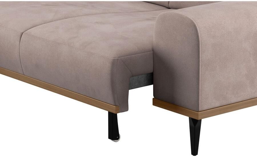 Places of Style Hoekbank Carlo L-vorm met hoofdeinde-verstelling & houten frame-look optionele relaxfunctie - Foto 4