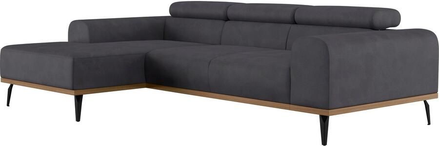 Places of Style Hoekbank Carlo L-vorm met hoofdeinde-verstelling & houten frame-look optionele relaxfunctie - Foto 9