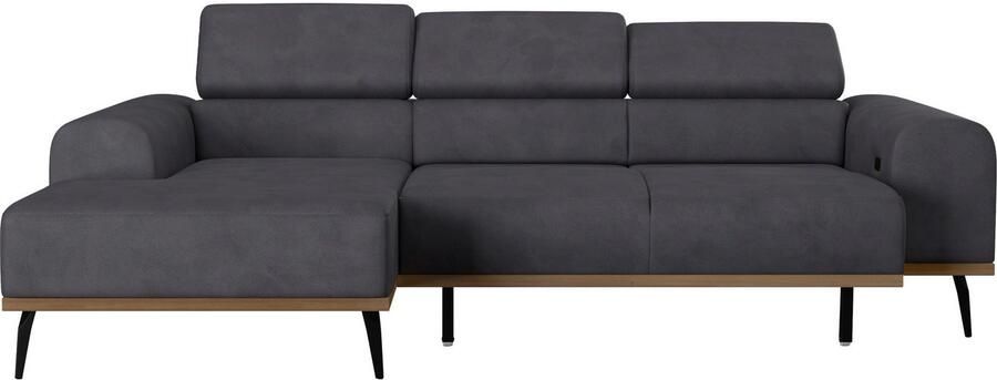 Places of Style Hoekbank Carlo L-vorm met hoofdeinde-verstelling & houten frame-look optionele relaxfunctie - Foto 6