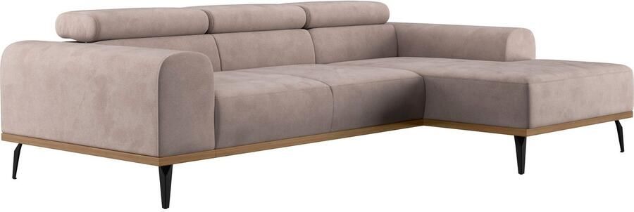 Places of Style Hoekbank Carlo L-vorm met hoofdeinde-verstelling & houten frame-look optionele relaxfunctie - Foto 9