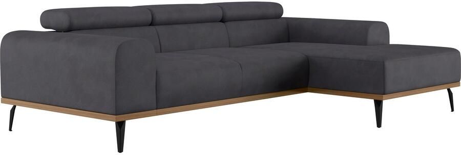 Places of Style Hoekbank Carlo L-vorm met hoofdeinde-verstelling & houten frame-look optionele relaxfunctie - Foto 9