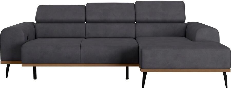 Places of Style Hoekbank Carlo L-vorm met hoofdeinde-verstelling & houten frame-look optionele relaxfunctie - Foto 7